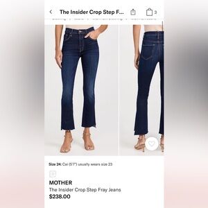 Mother Denim “Insider” Dark Blue Jeans